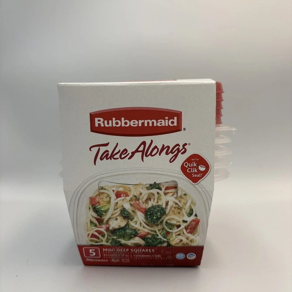 Rubbermaid TakeAlongs 2.1 Cup Deep Square Food Storage Containers‎ Set of 5 Red
